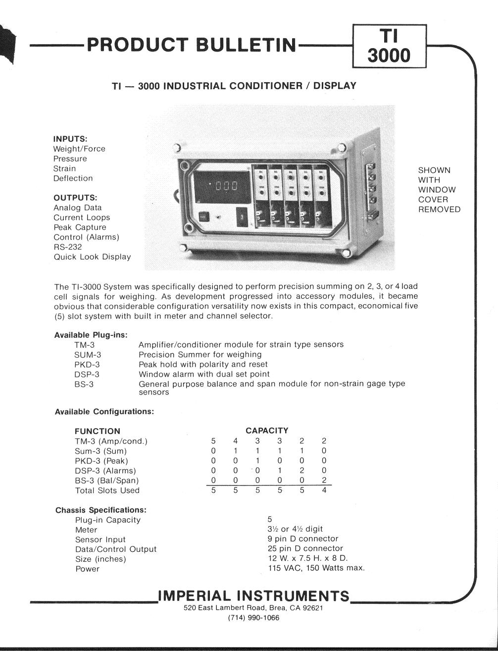 TI-3000 Strain Gage Signal Conditioner