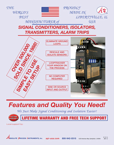 API - Absolute Process Instruments - Signal
                  Conditioning Isolators