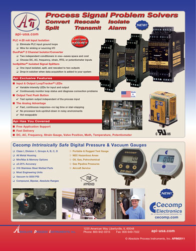 API - Absolute Process Instruments - Signal
                  Conditioning Isolators