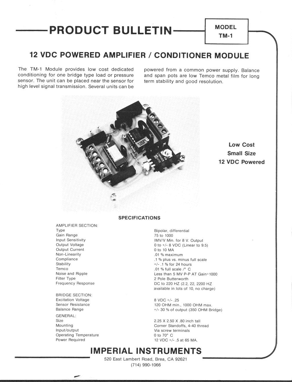 Basic Strain Gage Signal Conditioner