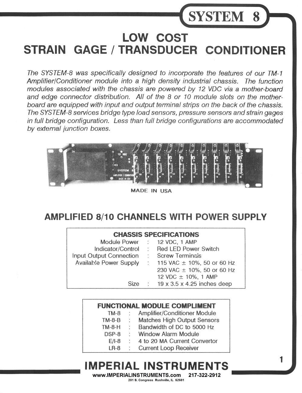 Chassis Strain Gage Signal Conditioner